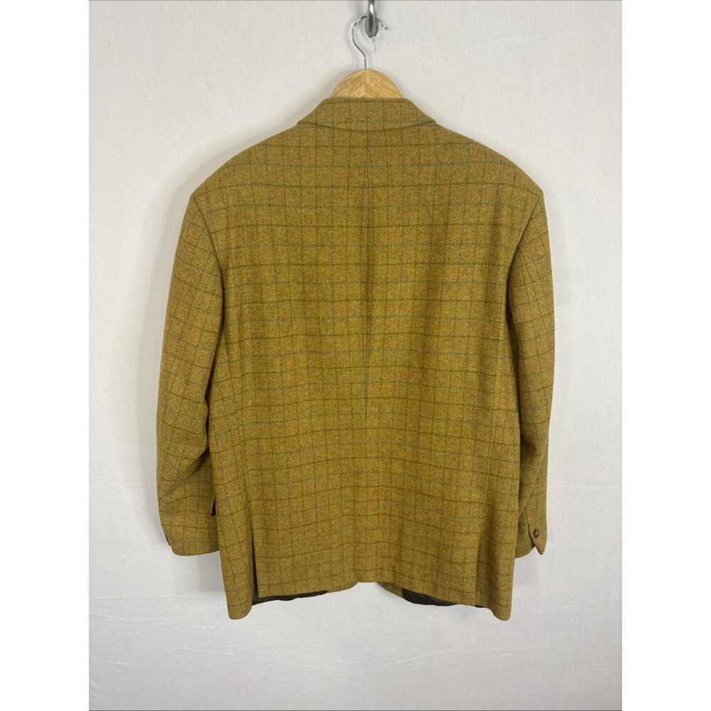 Strellson Switzerland Wool Sport Coat Blazer Mens 42S Short Mustard Windowpane - Picture 4 of 10